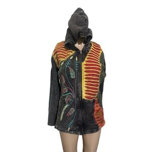 Rising International Multicolor Embroidered Utility hooded Jacket